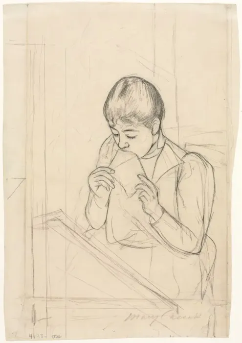 Framed Print : The Letter (recto); The Letter (verso), 1891. Creator: Mary Cassatt (American, 1844-1926) Framed Print : The Letter (recto); The Letter (verso), 1891. Creator: Mary Cassatt (American, 1844-1926)