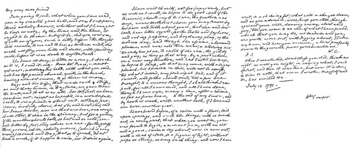 Framed Print : A letter in rhyme from Cowper, the poet, to the Reverend John Newton, 1771, (1840). Artist: William Cowper Framed Print : A letter in rhyme from Cowper, the poet, to the Reverend John Newton, 1771, (1840). Artist: William Cowper
