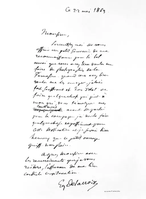 Framed Print : Letter signed by Eugene Delacroix, French Romantic artist, 1863. Artist: Eugene Delacroix Framed Print : Letter signed by Eugene Delacroix, French Romantic artist, 1863. Artist: Eugene Delacroix