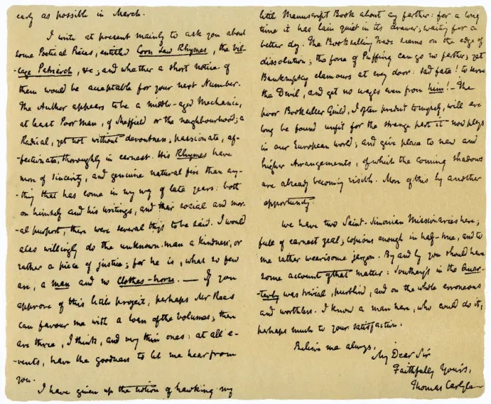 Framed Print : Letter from Thomas Carlyle to Macvey Napier, editor of the Edinburgh Review, 6th February 1832. Artist: Thomas Carlyle Framed Print : Letter from Thomas Carlyle to Macvey Napier, editor of the Edinburgh Review, 6th February 1832. Artist: Thomas Carlyle