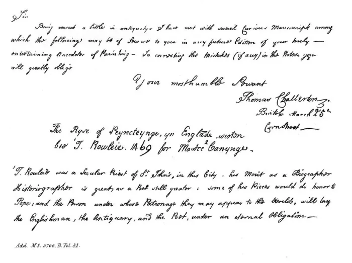 Framed Print : Part of a letter from Thomas Chatterton to Horace Walpole, late 18th century, (1840). Artist: Thomas Chatterton Framed Print : Part of a letter from Thomas Chatterton to Horace Walpole, late 18th century, (1840). Artist: Thomas Chatterton