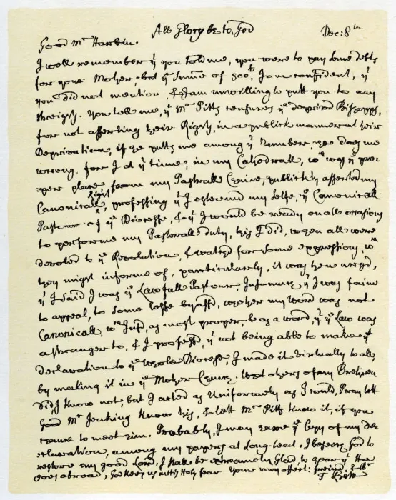 Framed Print : Letter from Thomas Ken, Bishop of Bath and Wells to George Harbin, c1709. Artist: Thomas Ken Framed Print : Letter from Thomas Ken, Bishop of Bath and Wells to George Harbin, c1709. Artist: Thomas Ken