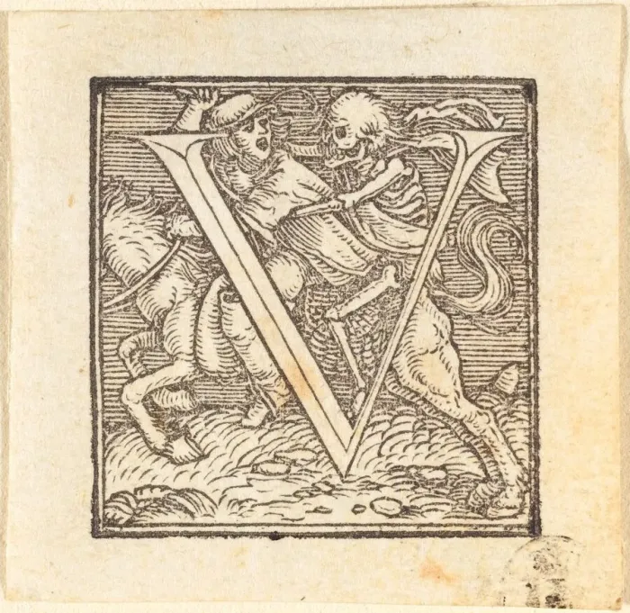 Framed Print : Letter V. Creator: Hans Holbein the Younger Framed Print : Letter V. Creator: Hans Holbein the Younger