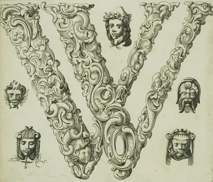 Framed Print : Letter W, 1630. Creator: Pierre Aubry Framed Print : Letter W, 1630. Creator: Pierre Aubry