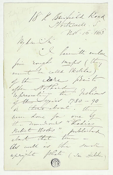 Letter from William Edward Frost, 1863. Creator: William Edward Frost