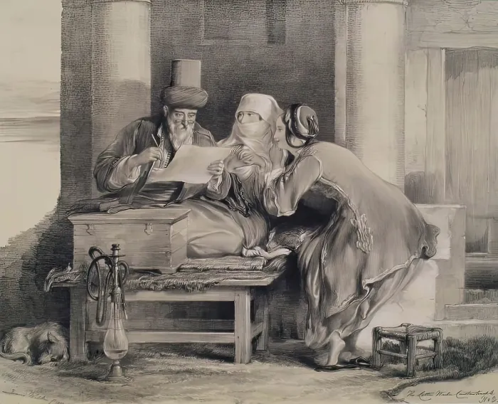 Framed Print : The Letter Writer Constantinople, 1840. Creator: Joseph Nash Framed Print : The Letter Writer Constantinople, 1840. Creator: Joseph Nash