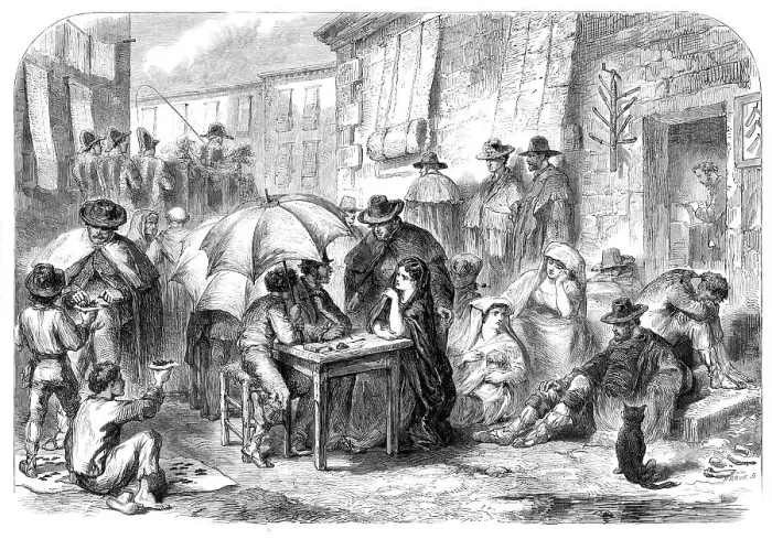 Framed Print : Letter-writers and dealers in cigar-ends at Rome, 1864. Creator: Unknown Framed Print : Letter-writers and dealers in cigar-ends at Rome, 1864. Creator: Unknown