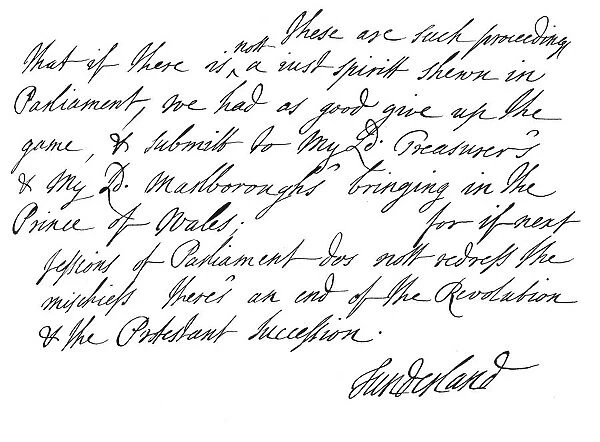 Part of a letter written by Charles Spencer, 3rd Earl of Sunderland, 1678 (1840)