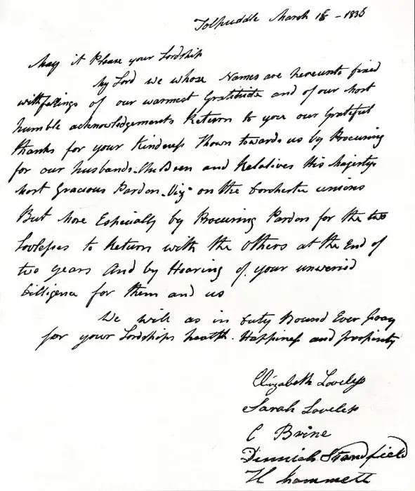Framed Print : Letter written to Home Secretary John Russell (1792-1878) by the wives of the Tolpuddle Martyrs Framed Print : Letter written to Home Secretary John Russell (1792-1878) by the wives of the Tolpuddle Martyrs