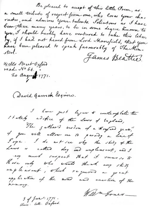 Framed Print : Letters from Dr Beattie to David Garrick and from Sir William Jones, 1771, (1840). Artist: James Beattie Framed Print : Letters from Dr Beattie to David Garrick and from Sir William Jones, 1771, (1840). Artist: James Beattie