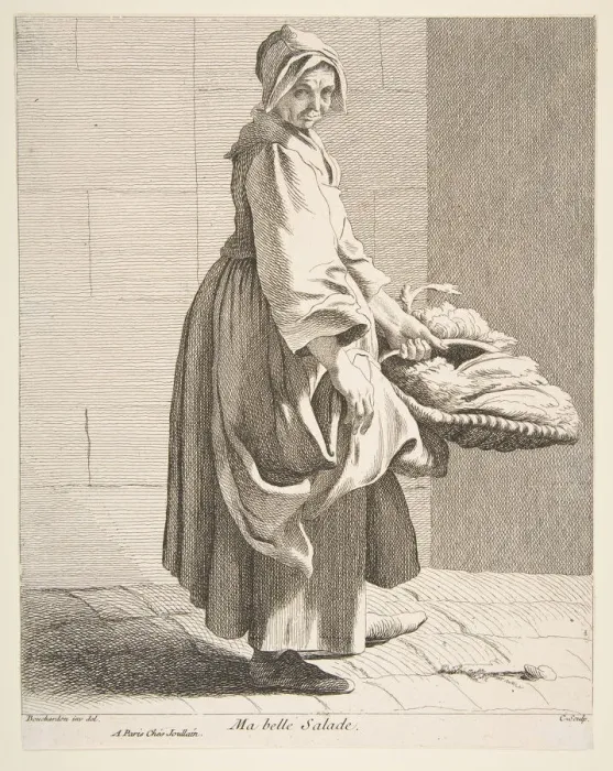 Framed Print : Lettuce Seller, 1742. Creator: Caylus, Anne-Claude-Philippe de Framed Print : Lettuce Seller, 1742. Creator: Caylus, Anne-Claude-Philippe de