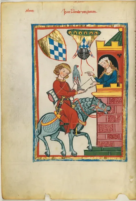 Framed Print : Leuthold of Seven (From the Codex Manesse), Between 1305 and 1340 Framed Print : Leuthold of Seven (From the Codex Manesse), Between 1305 and 1340