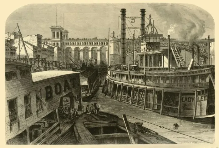 Framed Print : The Levee at St. Louis, 1874. Creator: W. Roberts Framed Print : The Levee at St. Louis, 1874. Creator: W. Roberts