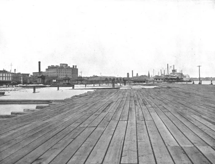 Framed Print : Levee and Steamboat Landing, New Orleans, Louisiana, USA, c1900. Creator: Unknown Framed Print : Levee and Steamboat Landing, New Orleans, Louisiana, USA, c1900. Creator: Unknown