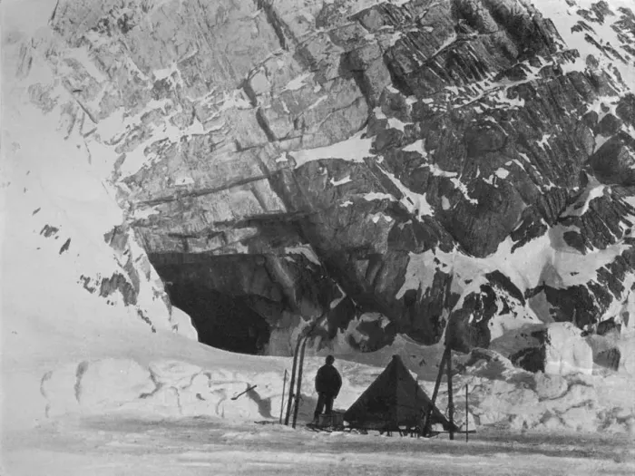 Framed Print : Levick Outside Camp at Penelope Point, 1912, (1913). Artist: G Murray Levick Framed Print : Levick Outside Camp at Penelope Point, 1912, (1913). Artist: G Murray Levick