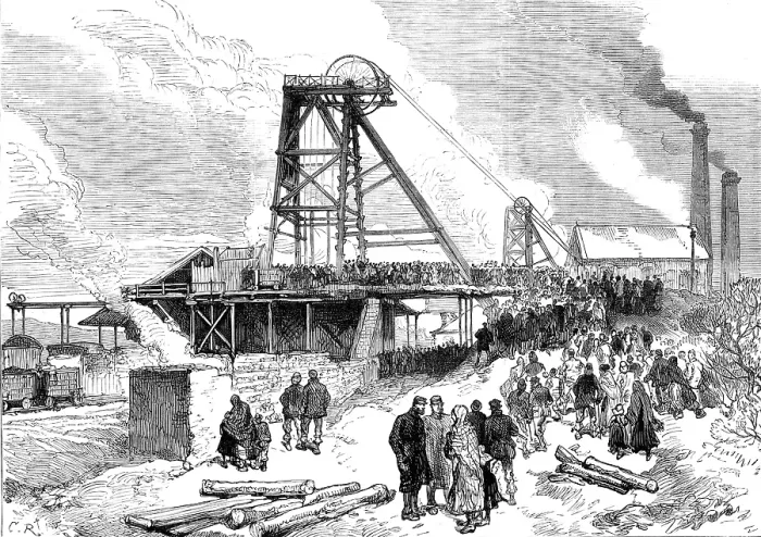 Framed Print : The Leycett Colliery Disaster, near Newcastle-Under-Lyne: the pit after the explosion, 1880. Creator: Unknown Framed Print : The Leycett Colliery Disaster, near Newcastle-Under-Lyne: the pit after the explosion, 1880. Creator: Unknown