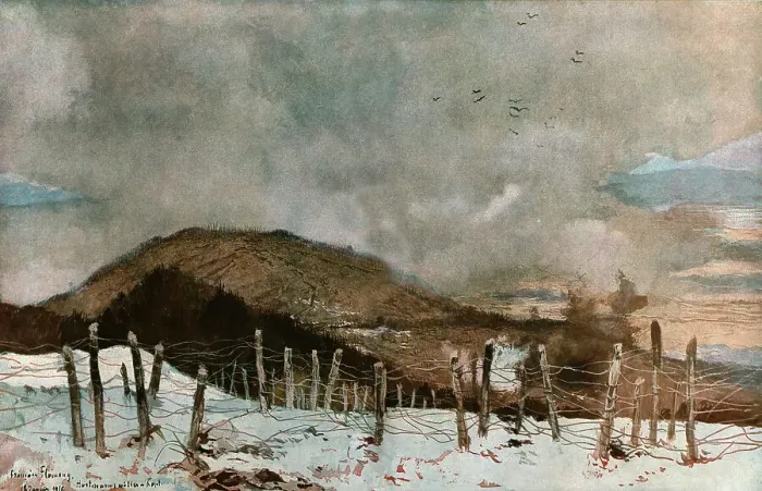 Framed Print : L'Hartmannswillerkopf 18 janvier 1916, 1916. Creator: Francois Flameng Framed Print : L'Hartmannswillerkopf 18 janvier 1916, 1916. Creator: Francois Flameng