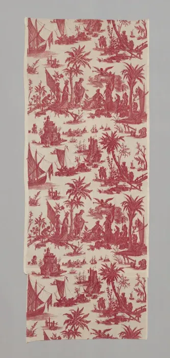 Framed Print : L'Hommage de l'Amerique a la France (America's Tribute to France) (Furnishing Fabric), c. 1780. Creators: Jean Baptiste Marie Huet, Christophe-Philippe Oberkampf, Oberkampf Manufactory