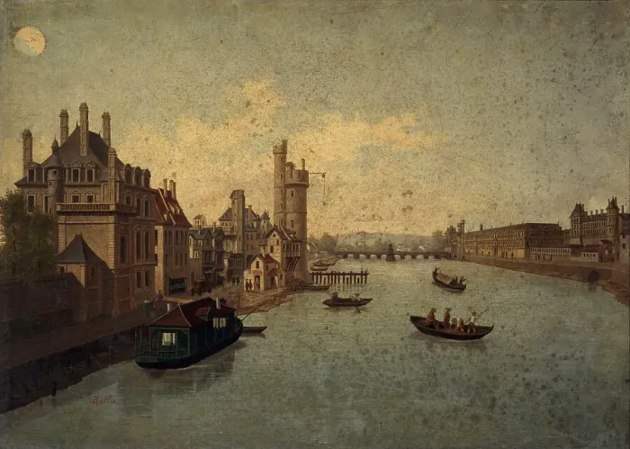 Framed Print : L'Hôtel de Conti, la Tour de Nesle, le Louvre, vus du Pont-Neuf, actuels 1er et 6ème... c1885-1895. Creator: Leon Rolla Framed Print : L'Hôtel de Conti, la Tour de Nesle, le Louvre, vus du Pont-Neuf, actuels 1er et 6ème... c1885-1895. Creator: Leon Rolla