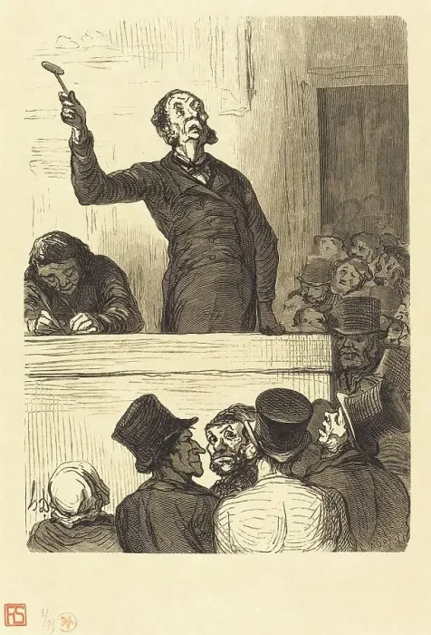 Framed Print : L'Hotel des ventes: le Commissaire-priseur, 1863. Creator: Charles Maurand Framed Print : L'Hotel des ventes: le Commissaire-priseur, 1863. Creator: Charles Maurand