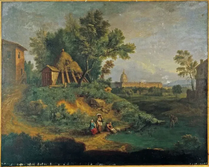 Framed Print : L'Hôtel Royal des Invalides, vu de la Grenouillère, between 1701 and 1725. Creator: Francisque Millet