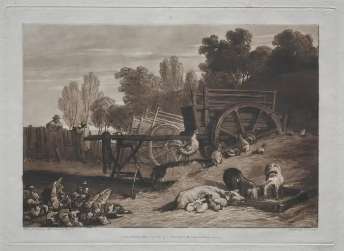 Framed Print : Liber Studiorum: The Farmyard with the Cock. Creator: Joseph Mallord William Turner (British Framed Print : Liber Studiorum: The Farmyard with the Cock. Creator: Joseph Mallord William Turner (British