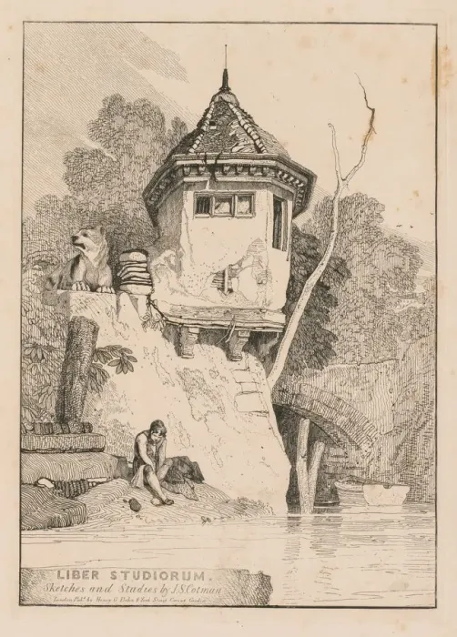 Framed Print : Liber Studiorum; Frontispiece, View of a Garden House on the Banks of the River Yare, 1838 Framed Print : Liber Studiorum; Frontispiece, View of a Garden House on the Banks of the River Yare, 1838