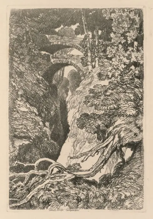 Framed Print : Liber Studiorum: Plate 10, The Devils Bridge, Cardinganshire, 1838. Creator: John Sell Cotman Framed Print : Liber Studiorum: Plate 10, The Devils Bridge, Cardinganshire, 1838. Creator: John Sell Cotman
