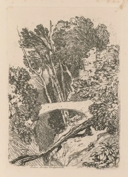 Framed Print : Liber Studiorum: Plate 11: Parsons Bridge, Cardingshire, 1838. Creator: John Sell Cotman (British Framed Print : Liber Studiorum: Plate 11: Parsons Bridge, Cardingshire, 1838. Creator: John Sell Cotman (British