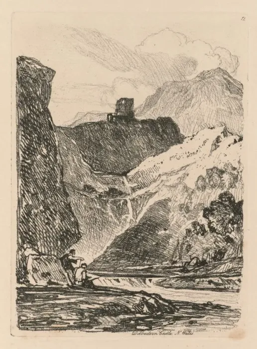 Framed Print : Liber Studiorum: Plate 12, Dolbadern Castle, Llanberris Lake, North Wales, 1838. Creator Framed Print : Liber Studiorum: Plate 12, Dolbadern Castle, Llanberris Lake, North Wales, 1838. Creator