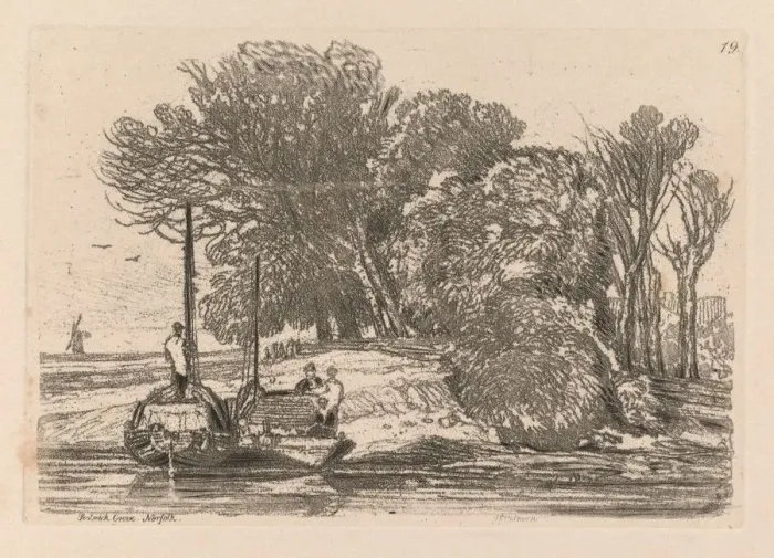Framed Print : Liber Studiorum: Plate 19, Postwick Grove, Norfolk, 1838. Creator: John Sell Cotman (British Framed Print : Liber Studiorum: Plate 19, Postwick Grove, Norfolk, 1838. Creator: John Sell Cotman (British