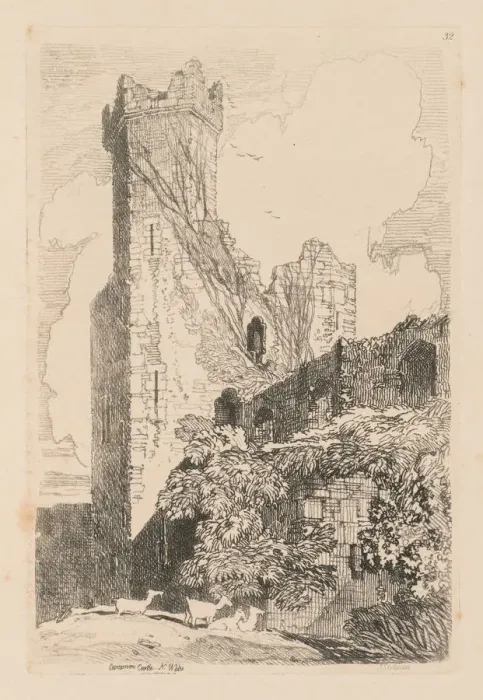 Framed Print : Liber Studiorum: Plate 32, Caernarvon Castle, N. Wales, 1838. Creator: John Sell Cotman (British Framed Print : Liber Studiorum: Plate 32, Caernarvon Castle, N. Wales, 1838. Creator: John Sell Cotman (British