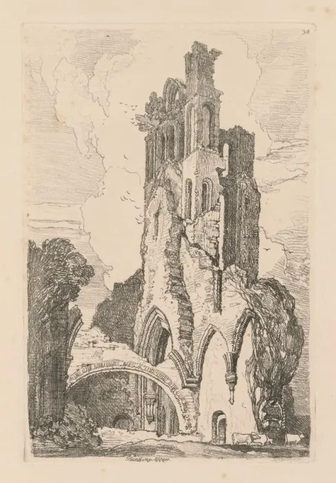 Framed Print : Liber Studiorum: Plate 34, Llanathony Abbey, Monmouthshire, 1838. Creator: John Sell Cotman Framed Print : Liber Studiorum: Plate 34, Llanathony Abbey, Monmouthshire, 1838. Creator: John Sell Cotman