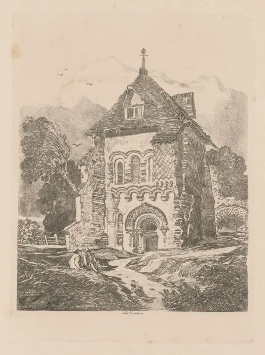 Framed Print : Liber Studiorum: Plate 36, Church near Durham, 1838. Creator: John Sell Cotman (British Framed Print : Liber Studiorum: Plate 36, Church near Durham, 1838. Creator: John Sell Cotman (British
