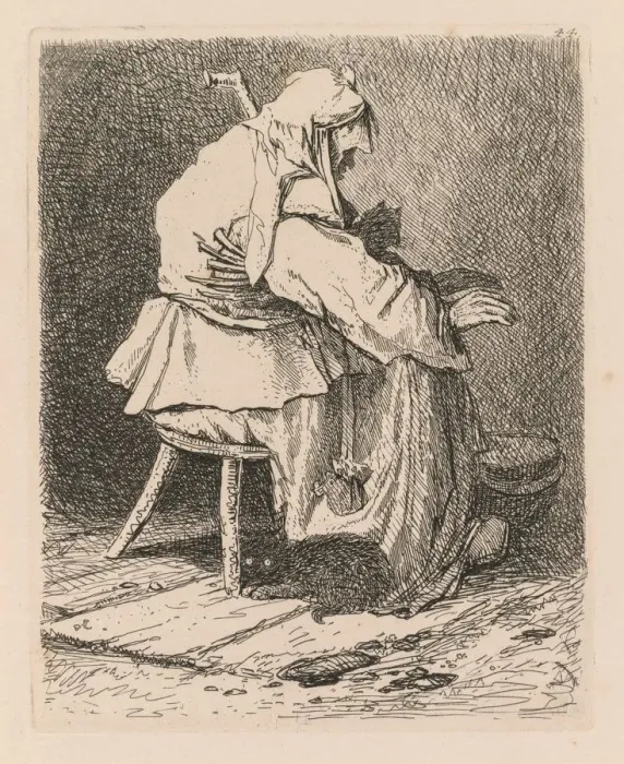 Framed Print : Liber Studiorum: Plate 44, Sketch after Rembrandt, 1838. Creator: John Sell Cotman (British Framed Print : Liber Studiorum: Plate 44, Sketch after Rembrandt, 1838. Creator: John Sell Cotman (British