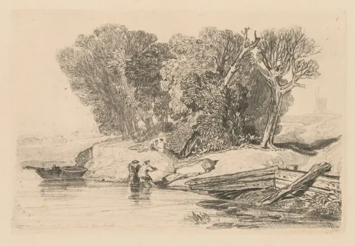 Framed Print : Liber Studiorum: Plate 7, Postwick Grove, Norfolk, 1838. Creator: John Sell Cotman (British Framed Print : Liber Studiorum: Plate 7, Postwick Grove, Norfolk, 1838. Creator: John Sell Cotman (British