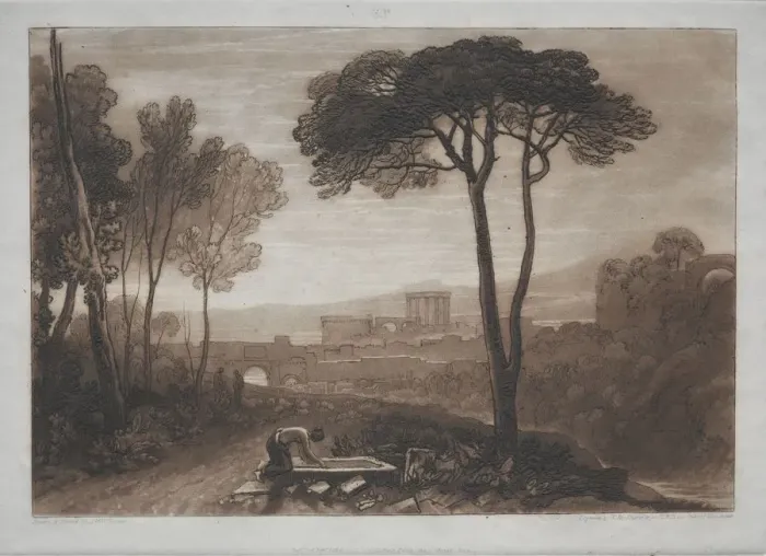 Framed Print : Liber Studiorum: Scene in the Campagna. Creator: Joseph Mallord William Turner (British