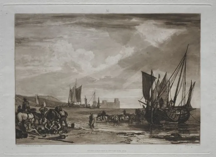 Framed Print : Liber Studiorum: Vessels Unloading. Creator: Joseph Mallord William Turner (British, 1775-1851) Framed Print : Liber Studiorum: Vessels Unloading. Creator: Joseph Mallord William Turner (British, 1775-1851)