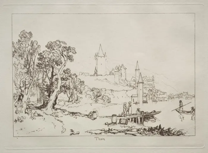 Framed Print : Liber Studiorum: Ville de Thun, Switzerland. Creator: Joseph Mallord William Turner (British Framed Print : Liber Studiorum: Ville de Thun, Switzerland. Creator: Joseph Mallord William Turner (British