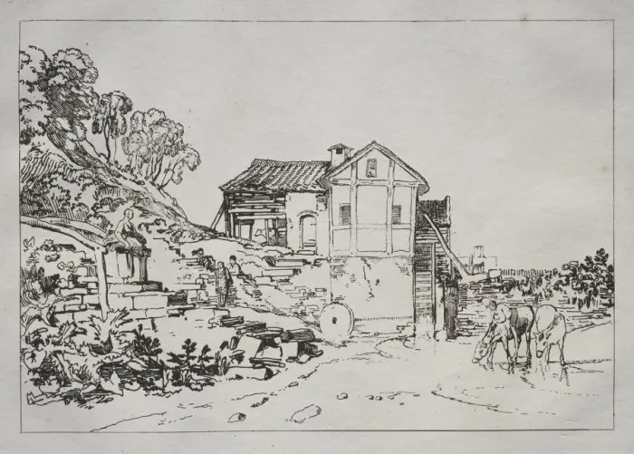 Framed Print : Liber Studiorum: Watermill. Creator: Joseph Mallord William Turner (British, 1775-1851) Framed Print : Liber Studiorum: Watermill. Creator: Joseph Mallord William Turner (British, 1775-1851)