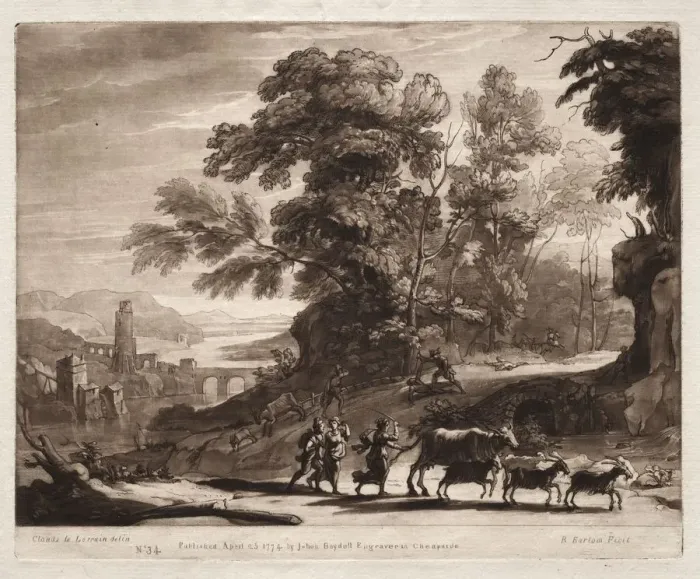 Framed Print : Liber Veritatis: No. 34, Peasants with Cattle attacked by Bandits, 1774. Creator: Richard Earlom Framed Print : Liber Veritatis: No. 34, Peasants with Cattle attacked by Bandits, 1774. Creator: Richard Earlom