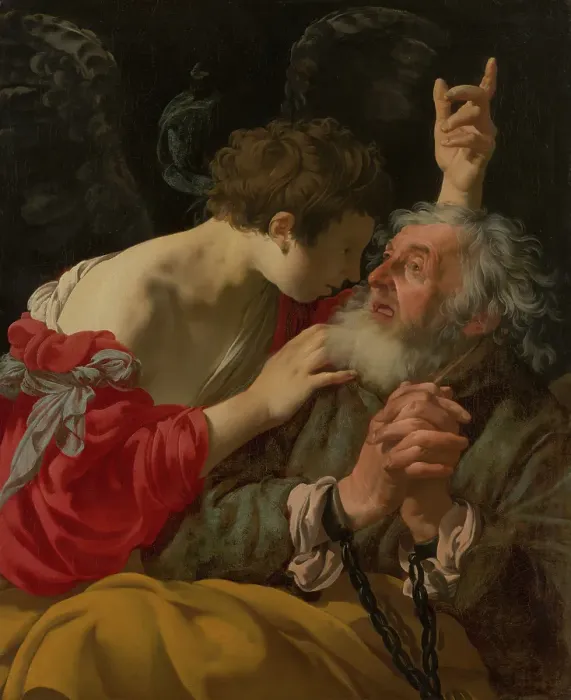 Framed Print : The Liberation of Peter. Creator: Hendrick ter Brugghen Framed Print : The Liberation of Peter. Creator: Hendrick ter Brugghen