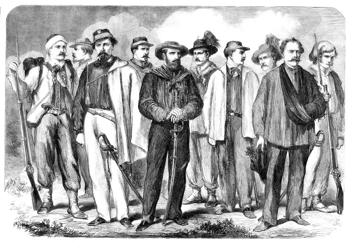 Framed Print : The Liberators of Sicily - from a sketch by our special artist, 1860. Creator: Unknown