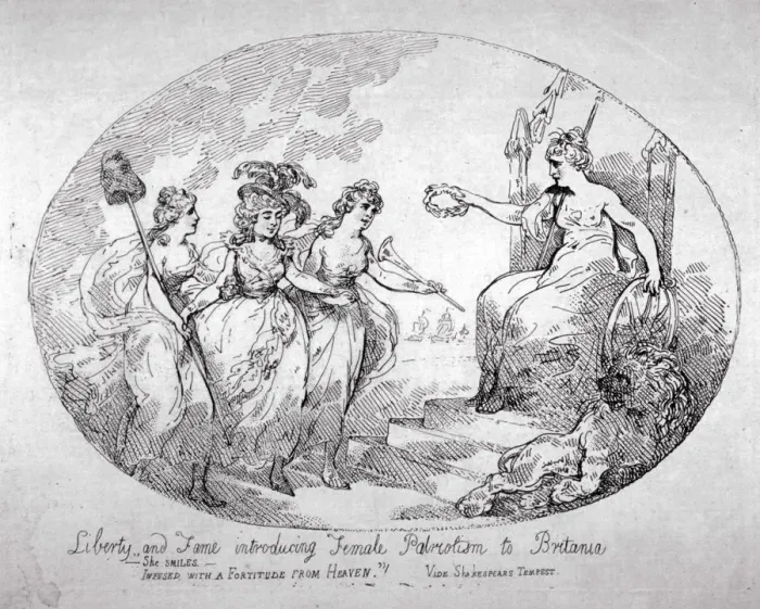Framed Print : Liberty and Fame introducing Female Patriotism to Britania, 1784 Framed Print : Liberty and Fame introducing Female Patriotism to Britania, 1784