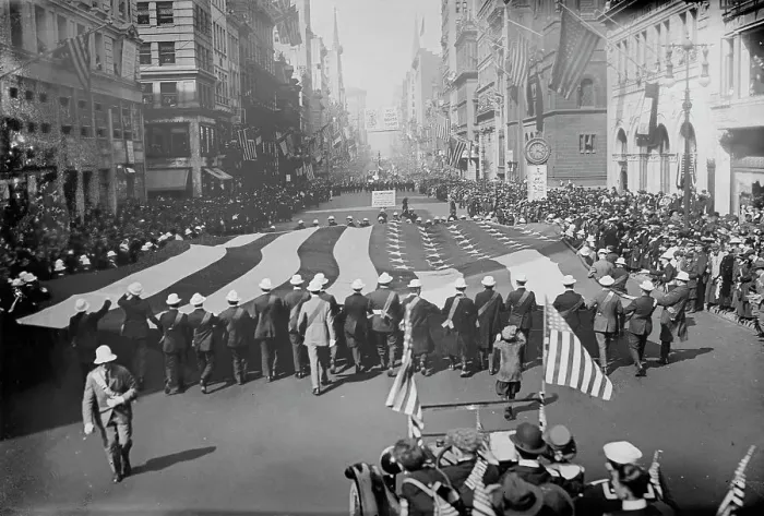 Framed Print : Liberty Parade, 1917 or 1918. Creator: Bain News Service Framed Print : Liberty Parade, 1917 or 1918. Creator: Bain News Service