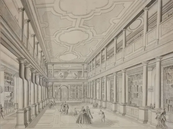 Framed Print : Library of the Academy of Sciences in the Kunstkammer, Early 19th century. Artist: Anonymous Framed Print : Library of the Academy of Sciences in the Kunstkammer, Early 19th century. Artist: Anonymous