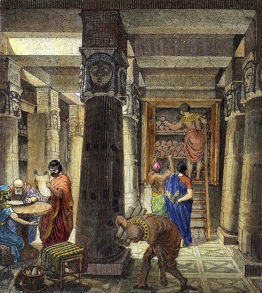 The Library of Alexandria, 1876. Artist: Anonymous