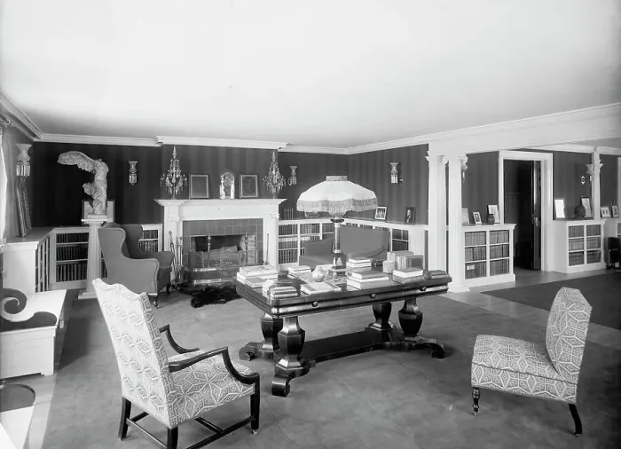 Framed Print : Library in clubhouse, New York City, between 1900 and 1910. Creator: William H. Jackson Framed Print : Library in clubhouse, New York City, between 1900 and 1910. Creator: William H. Jackson
