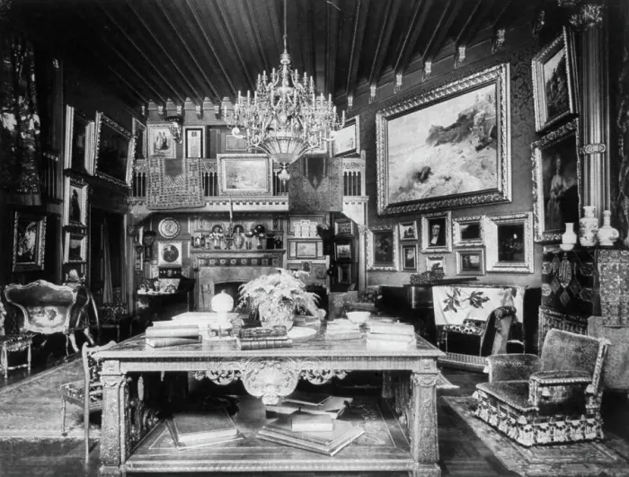 Framed Print : Library in Hearst home, between 1890 and 1950. Creator: Frances Benjamin Johnston Framed Print : Library in Hearst home, between 1890 and 1950. Creator: Frances Benjamin Johnston