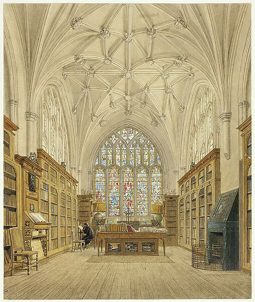 Library of Winchester College, c. 1816. Creator: Frederick Mackenzie